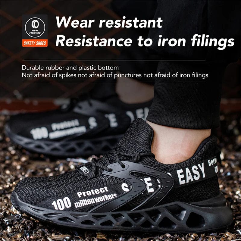 SHOWLU FASHION STORE Black Safety Shoes Men Work Shoes Sneakers Anti Puncture Anti Smashing Men Boots Steel Toe Shoes Protective Indestructible Shoes