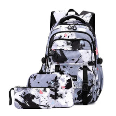 SHOWLU FASHION STORE black SET 3 PCS Camouflage Design Kids Backpacks for Girls School Bag with Lunch Box purse Cute Bookbag Kids Backpack waterproof schoolbag