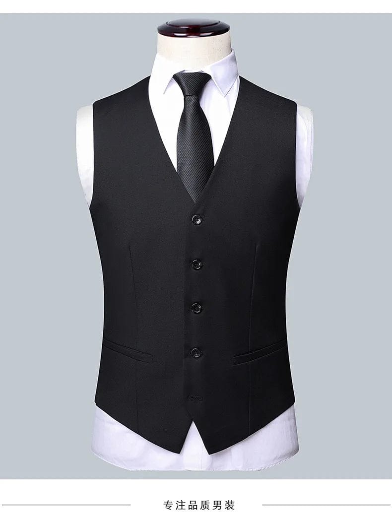 SHOWLU FASHION STORE Black Vest / 3XL(72.5KG-80KG) High-quality Solid Color Wedding Suit (suit+Trousers)2024 New Fashion Handsome Business Leisure Boutique Men's 2-piece Set Suit