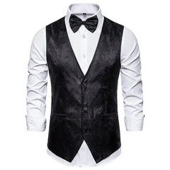 SHOWLU FASHION STORE black vest / XXXL 2024 New Men's fashion business suit two-piece suit(jacket+pants)best man wedding dance men's suit shiny dark pattern men's suit