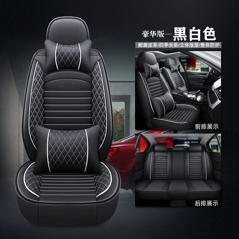 Showlu Fashion Store Black white 5 seats 1 Artificial Leather Luxury 3D Car Seat Cover Is Suitable for CHEVROLET Cruze Blazer Captiva Camaro Aveo Malibu Equinox Interior