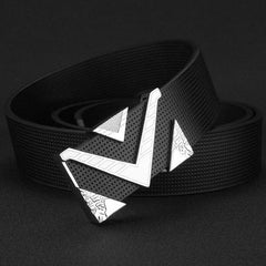  Showlu Fashion Store Black White buckle / 120cm High Quality V letter buckle golden buckle belt men fashion Personality buckle luxury strap genuine leather white ceinture homme