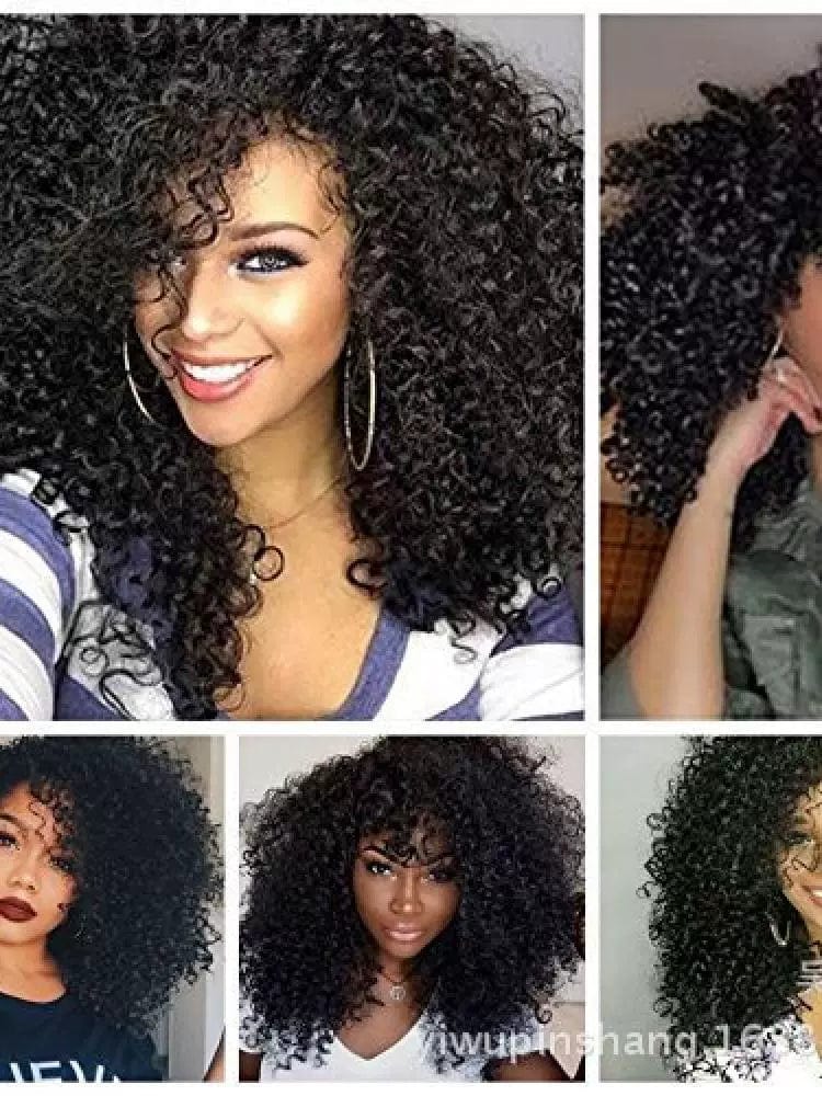 Showlu Black Afro Explosion Wig with short corn curl synthetic hair, styled for bold African-inspired fashion and expressive looks.