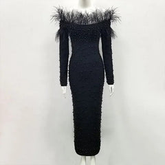 SHOWLU FASHION STORE Black / XL African Dresses for Women 2024 Spring and Autumn African Women Long Sleeve White Plus Size Long Dress African Clothes