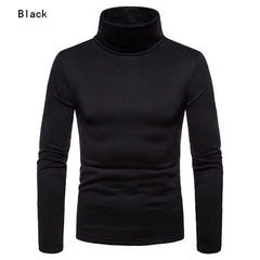 SHOWLU FASHION STORE black / XL Autumn Winter Mens Turtleneck Sweaters Casual Thermal Long Sleeve Slim Fit Pullovers Stretch Basic Tops Sweatshirt Jumper TShirt