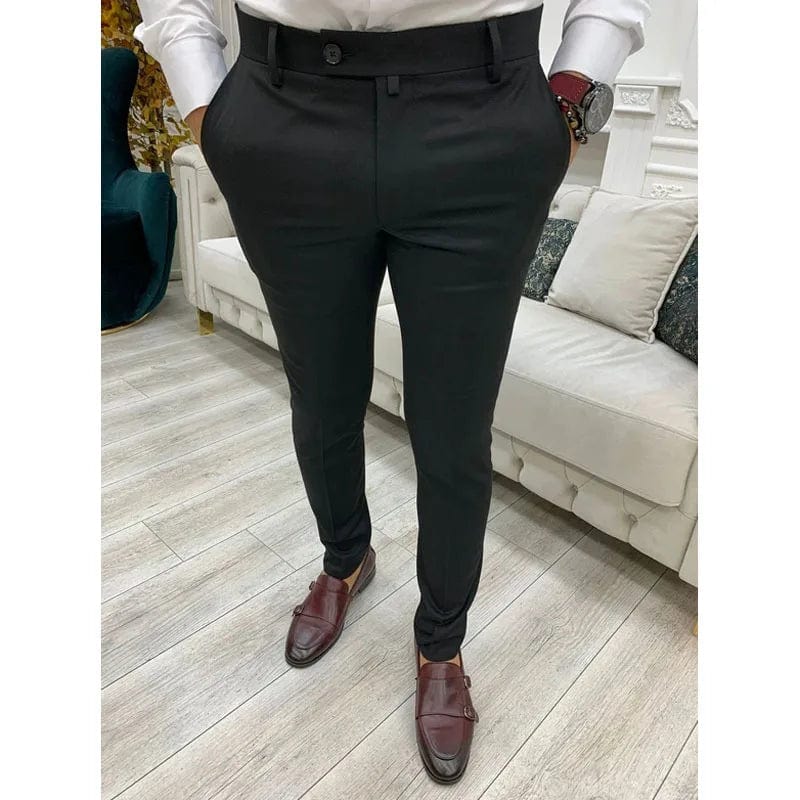  Showlu Fashion Store Black / XL Men's Casual Pants Soft Tight Stretch Trousers For Business Social Office Workers Interview Party Wedding Men's Suit Pants S-3XL