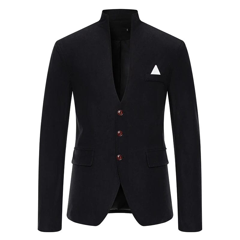 SHOWLU FASHION STORE black / XXXL Blazer Men's Fashion Gentleman Solid Color Comfortable Business Color Matching with Standing Collar Wedding Casual Slim Suit