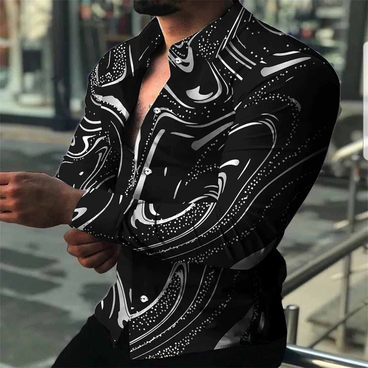 SHOWLU FASHION STORE Black / XXXL Tiki 2024 Europe And the United States New 3D Printed Leisure Holiday Smooth Men's Shirt official-website