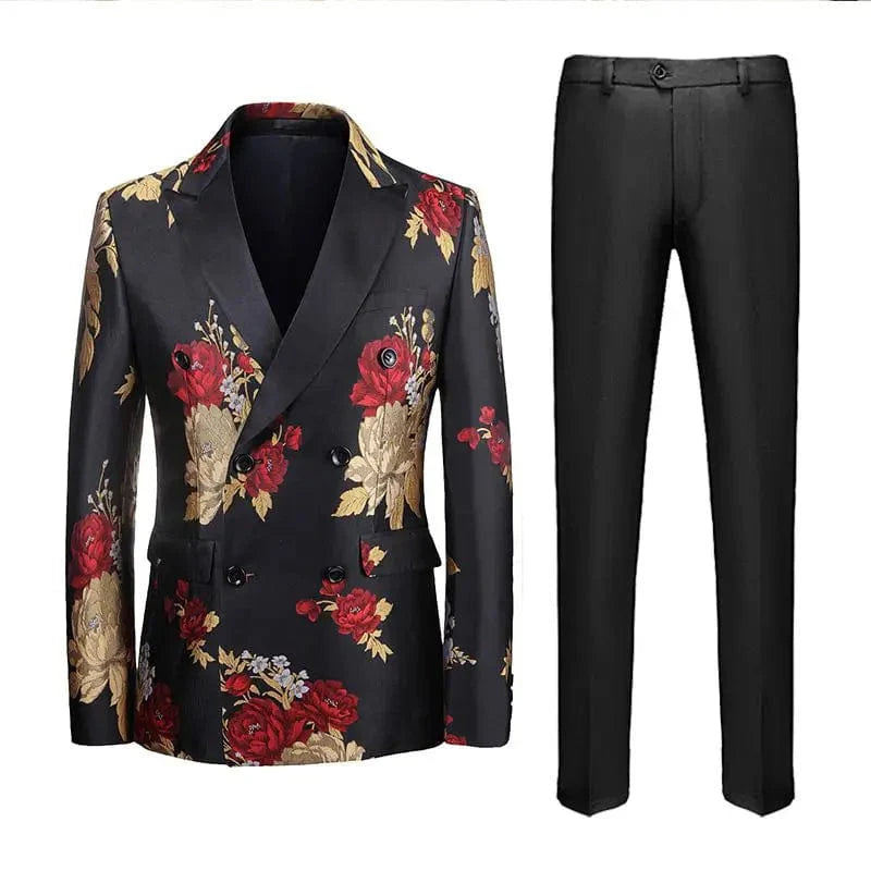 Men's plaid double-breasted wedding suit by SHOWLU FASHION STORE, featuring peak lapels, 2-piece tuxedo for formal occasions.