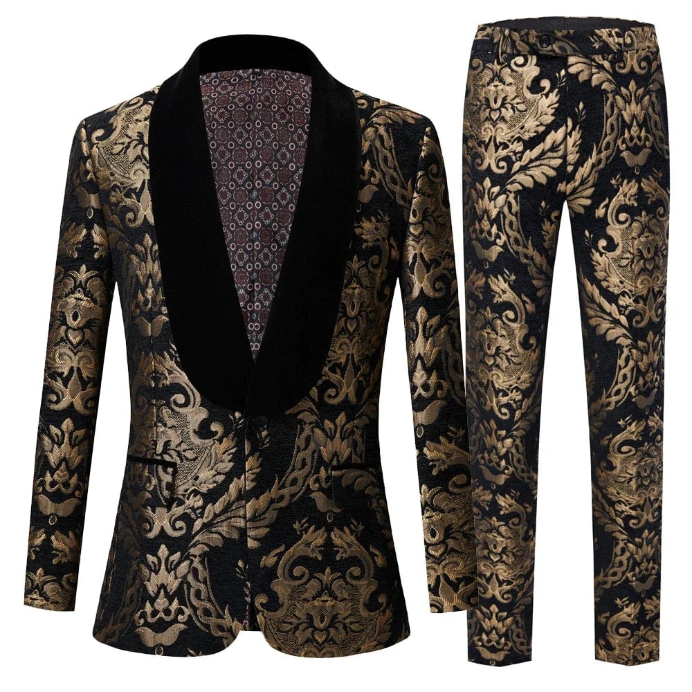 Men's plaid double-breasted wedding suit and tuxedo set by SHOWLU FASHION STORE, featuring a peak lapel blazer and matching trousers.