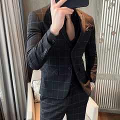 SHOWLU FASHION STORE (Blazers+Pants+Vest )2023 Men Blazers 3 Piece Set Male Bridegroom wedding Dress Autumn Slim Fit Business Formal Suits Luxury 4XL