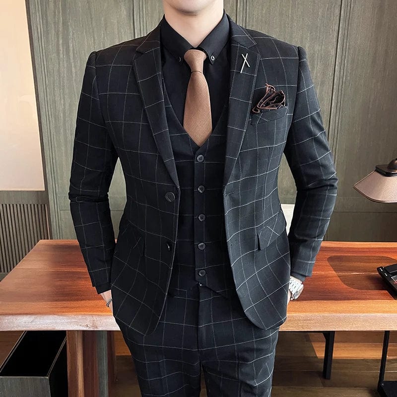 SHOWLU FASHION STORE (Blazers+Pants+Vest )2023 Men Blazers 3 Piece Set Male Bridegroom wedding Dress Autumn Slim Fit Business Formal Suits Luxury 4XL