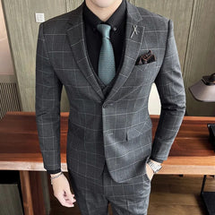 SHOWLU FASHION STORE (Blazers+Pants+Vest )2023 Men Blazers 3 Piece Set Male Bridegroom wedding Dress Autumn Slim Fit Business Formal Suits Luxury 4XL