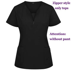 SHOWLU FASHION STORE blk zipper tops only / S Surgical Uniforms Woman Nursing Enfermeria Sets Top + Pant Articles Medical Uniform Scrubs Clinical Beauty Salon hospital Suits