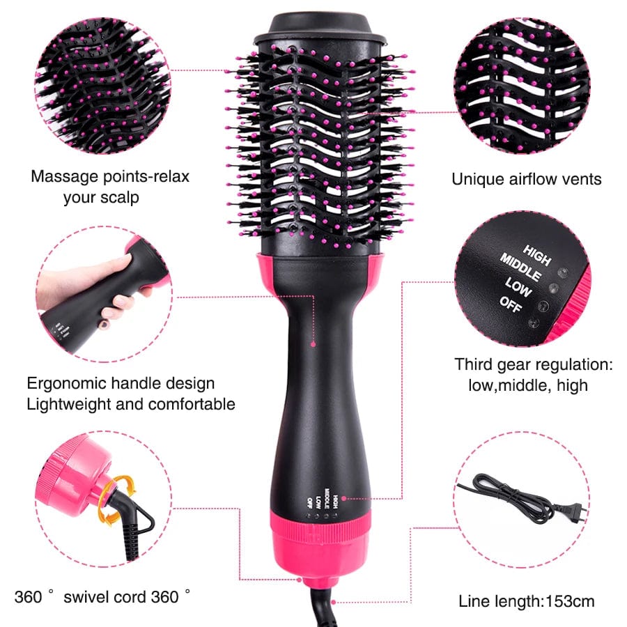 Showlu Fashion Store Blow Dryer Brush Drying Hair Dryer Brush One-Step Hot Air Brush And Volumizer 3 In 1 Styling Tools Brush Hair Dryers For Women