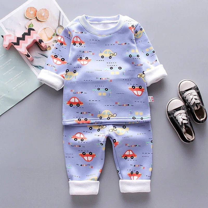 Showlu Fashion Store Blue 1 / 18-24M Autumn Winter Baby Boys Clothes Sets Thick Fleece Cartoon Bear Jacket Vest Pants 3Pcs Cotton Sport Suit For Girls Warm Outfits