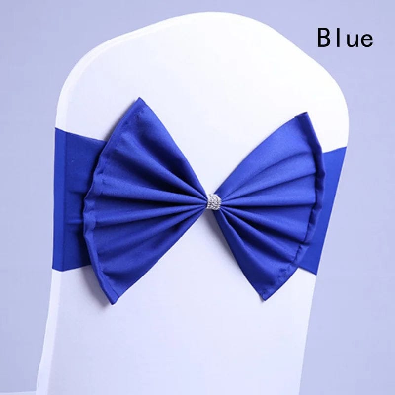 Showlu Fashion Store Blue / 10PCS 50/30/10pc/Lot Bow Chair Sashes Band For Wedding Party Birthday Banquet Spandex Stretch Blend Chair Bow Tie Band Belt Ties Cover