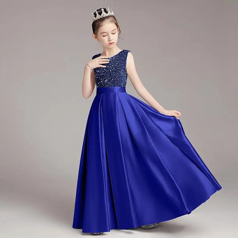 Showlu Fashion Store Blue / 110 Children Girl Dress Shiny Luxury Princess Dresses Piano Competition Costume Clothes Evening Birthday Party Dresses Daughter Gift