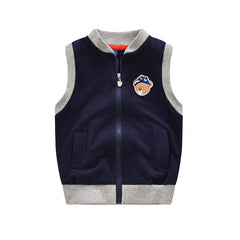 Showlu Fashion Store Blue 1207 Hood Vest / 100cm Bear Casual Handsome Fashion Sleeveless Spring and Autumn Children's Clothing