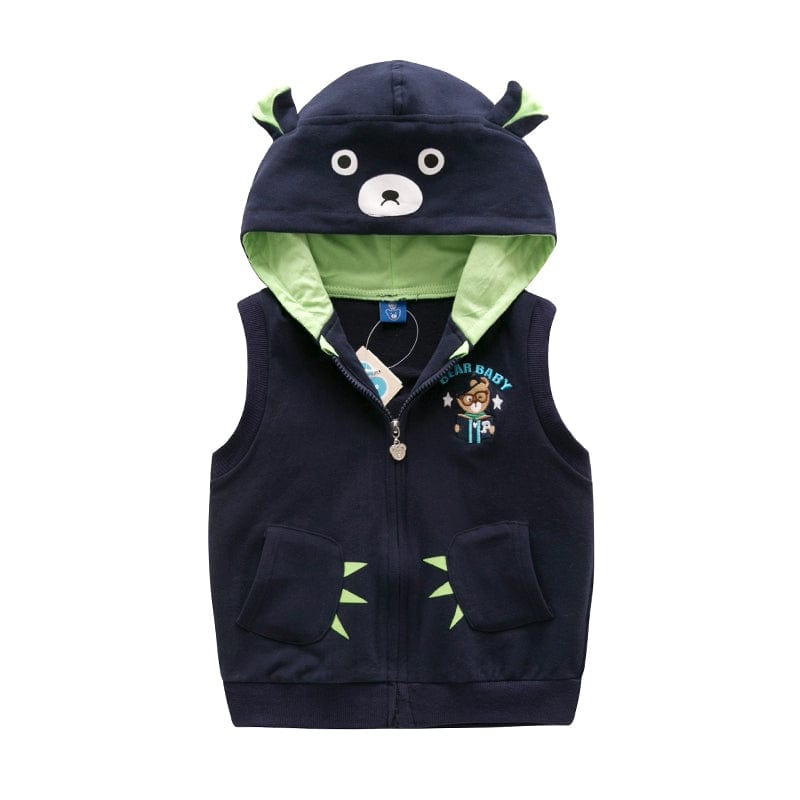 Showlu Fashion Store Blue 1300 Hooded Vest / 100cm Bear Casual Handsome Fashion Sleeveless Spring and Autumn Children's Clothing