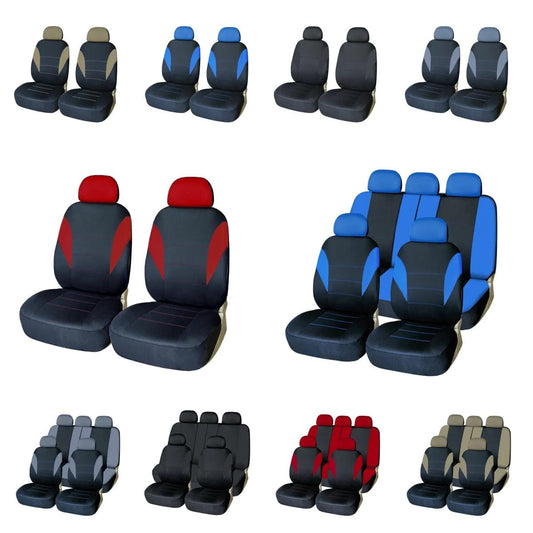 Showlu Fashion Store Blue 2 pieces AUTO HIGH Universal Car Seat Covers Polyester Auto Seat Protector Front & Rear Fit Most Car Van SUV Truck