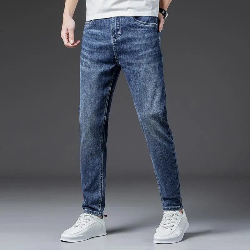 Showlu Fashion Store Blue / 32 2024 Spring and Autumn New Simple Fashion Trend Solid Color Stretch Jeans Men's Business Casual Slim Comfortable Pants 28-38