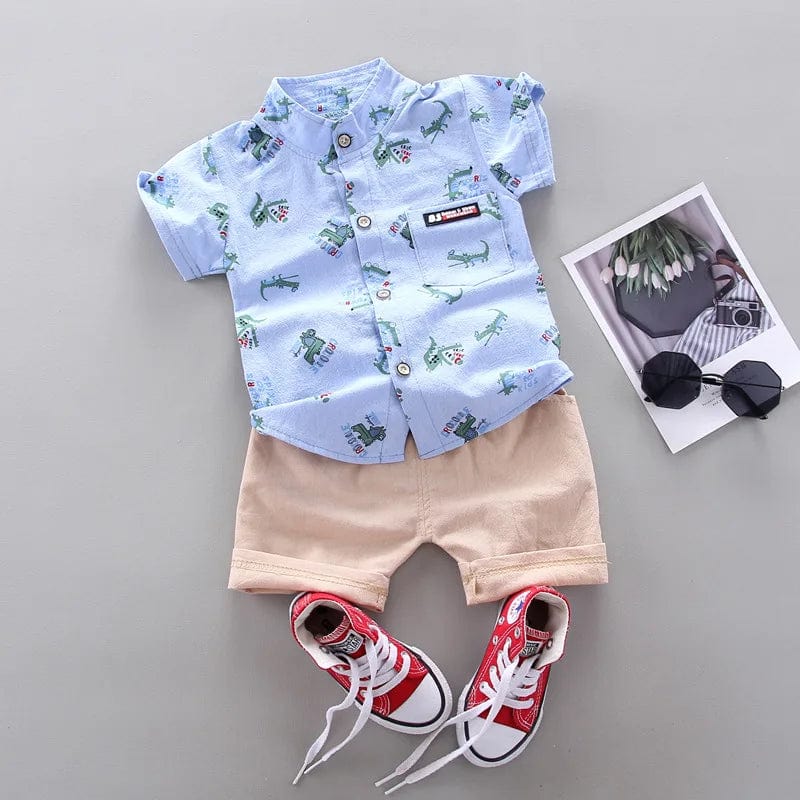  Showlu Fashion Store Blue / 3T New Summer Baby Clothes Suit Children Boys Cartoon Shirt Shorts 2Pcs/Sets Toddler Clothing Infant Casual Costume Kids Tracksuits