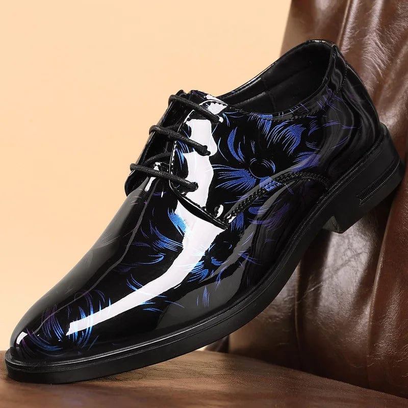  Showlu Fashion Store Blue / 43 Office Men Dress Shoes Floral Pattern Men Formal Shoes Leather Luxury Fashion Groom Wedding Shoes Men Oxford Shoes Dress 38-47