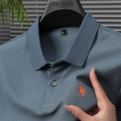 SHOWLU FASHION STORE Blue / 4XL 100% cotton high-end short sleeve POLO shirt men's summer fashion designer horse logo brand embroidered Luxury casual T-shirt