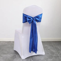 Showlu Fashion Store blue 50PCS 17x275cm Rose Gold Satin Chair Sashes Bows Chair Cover Ribbons for Wedding Banquet Party Baby Shower Event Decorations