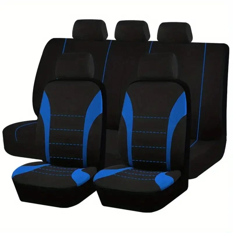  Showlu Fashion Store Blue-5seat Four Season Universal Car  Front/Rear Seat Cover Polyester Fabric Protect Seat Covers Safe Truck Van SUV Seat Protecto Accessory