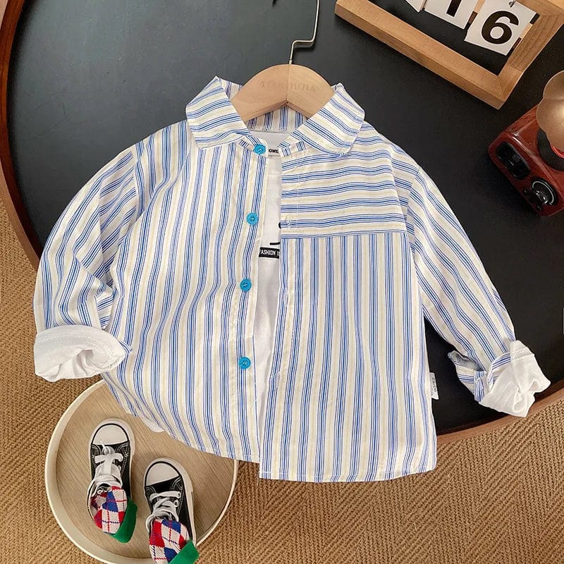  Showlu Fashion Store Blue / 9-12M IENENS Kids Shirt Clothes Spring Thin Blouses Clothing Infant Boy Plaid Cotton Tops 1 2 3 4 Years Kids Long Sleeves Shirt