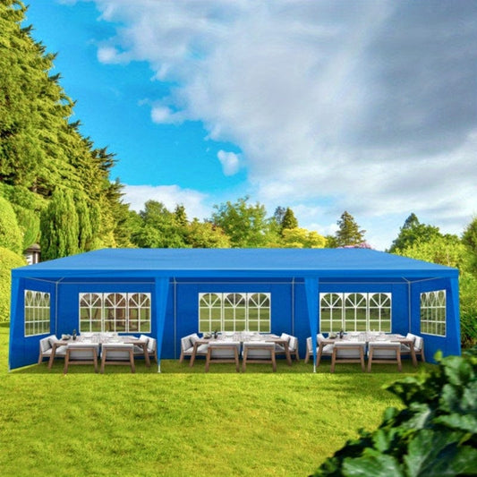 Showlu Fashion Store Blue A Blue, Waterproof Canopy Patio Wedding Gazebo, 10'x30' Outdoor Party Tent with 8 Removable Sidewalls