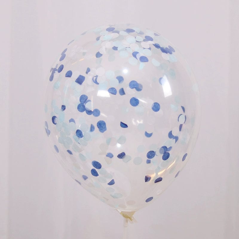 Showlu Fashion Store Blue and white confetti balloons (5 pieces)(Without bracket) Candy Series Theme Macaron Color Color Strip Fragments Transparent Paper Scrap Balloon Birthday Scene Setting Props