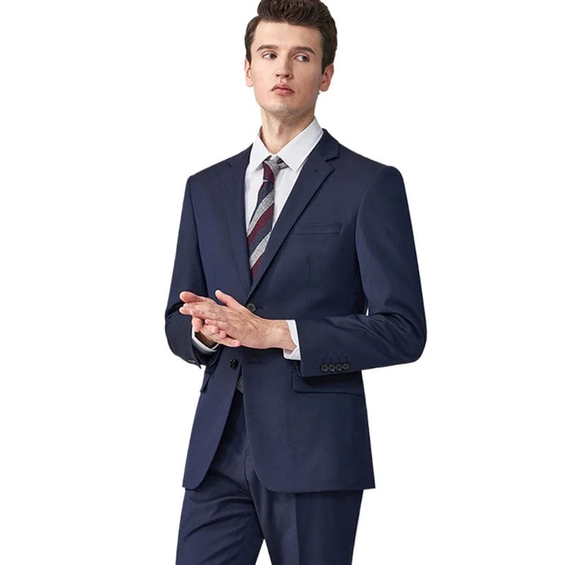  Showlu Fashion Store Blue / Asian 6XL (EUR 3XL) Suit Men (Blazer+Pants) Fashion Business Casual Slim-fit Formal Dress Banquet Work English Style Evening Dress Solid Color Suit