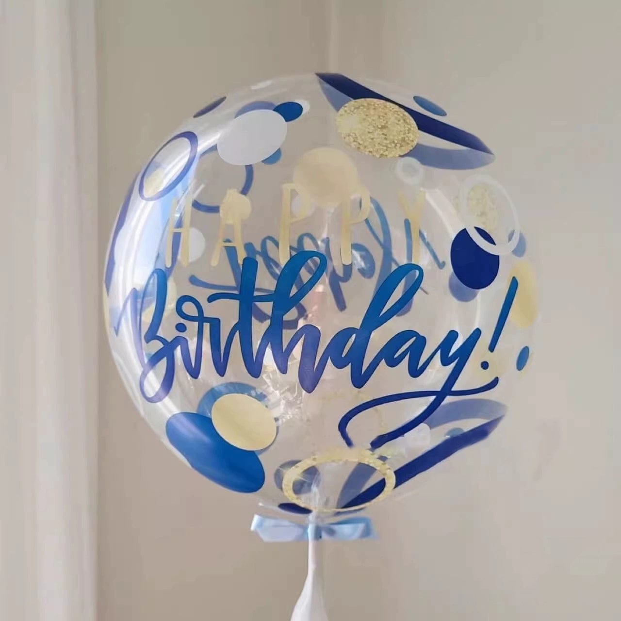  Showlu Fashion Store Blue Birthday Wave Ball Panparty Birthday Bounce Ball Printed Ball Font Cartoon Transparent Ball Party Balloon Birthday Party Hundred Days Young Adult Heart