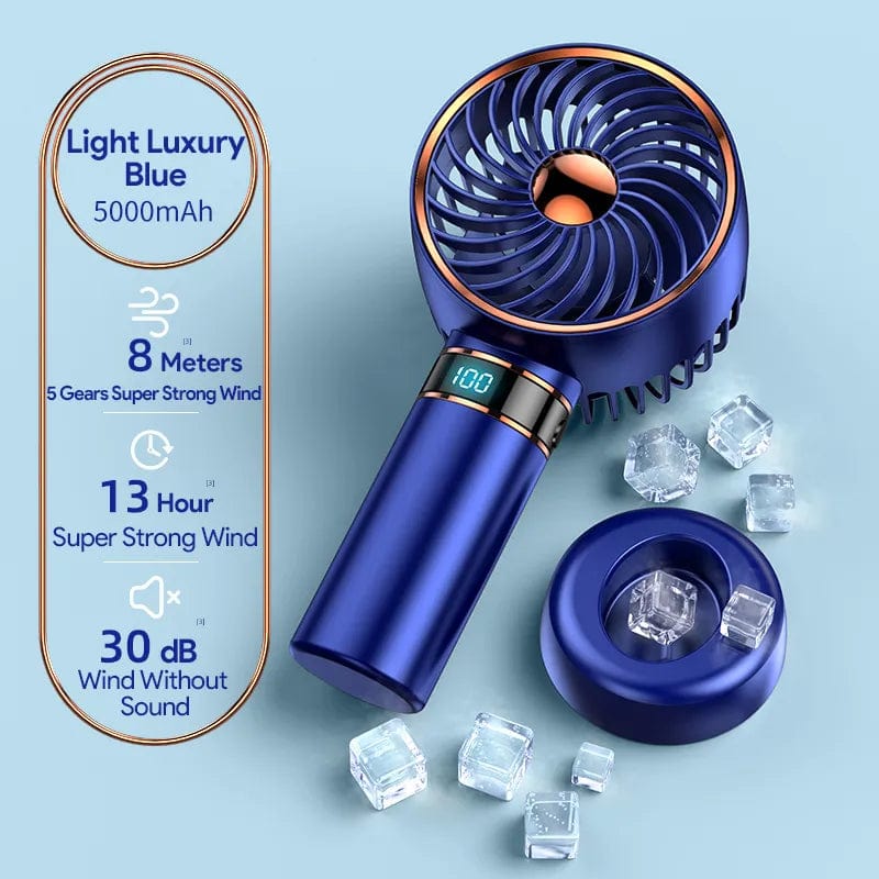 Showlu Fashion Store Blue / CHINA 5000mAh Recharge Portable Fan Handheld Mini Fan USB Hand Hold Small Pocket Fan with Data Disply Table Stand Home Air Conditioner