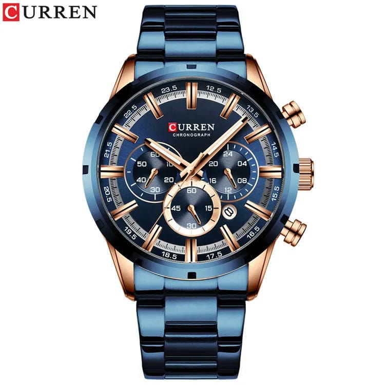 SHOWLU FASHION STORE blue / CHINA Curren Men's Watch Blue Dial Stainless Steel Band Date Mens Business Male Watches Waterproof Luxuries Men Wrist Watches for Men