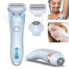 SHOWLU FASHION STORE blue Electric Razors for Women 2 In 1 Bikini Trimmer Face Shavers Hair Removal for Underarms Legs Ladies Body Trimmer IPX7 Waterproof