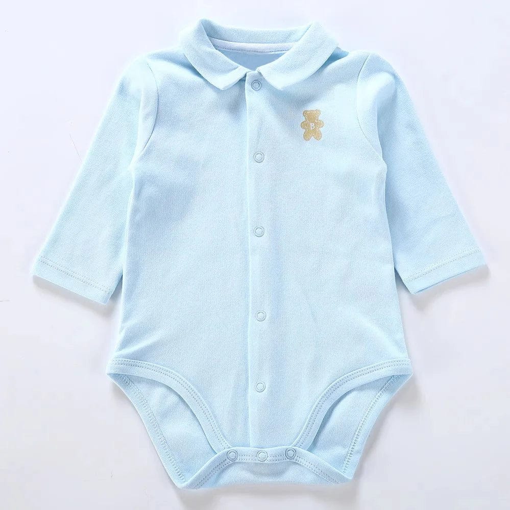 Showlu Fashion Store Blue(front opening) / 6M-66cm Baby clothes 100% cotton bodysuit 0-3Y autumn winter fashion one piece newborn outfit boy long sleeve polo collar jumpsuit white