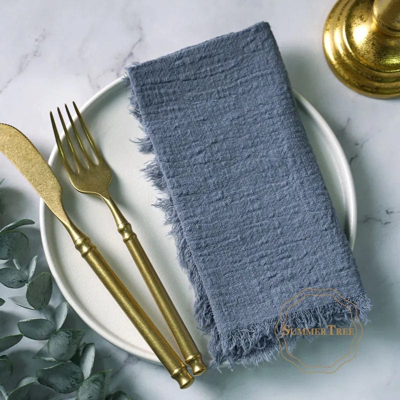 Showlu Fashion Store Blue grey 20PCS Napkins 41x41CM Cotton Cloth Gauze Retro Burr Rustic Kitchen Tea Towel Wedding Party Dinner Christmas Napkin Table Decor