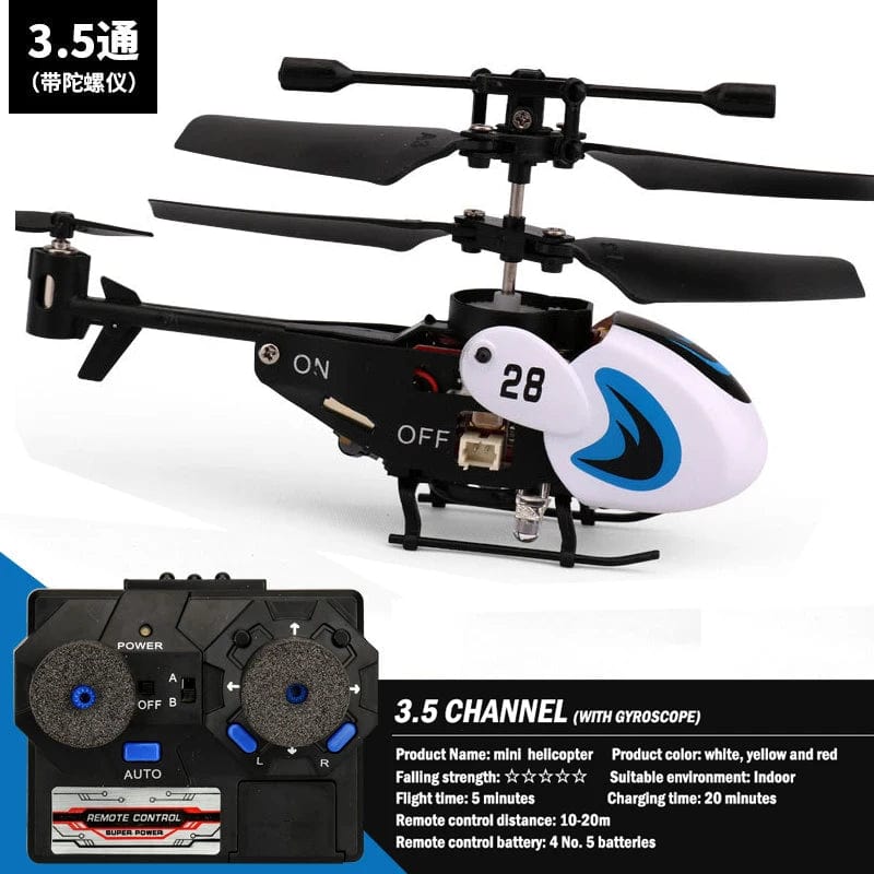  Showlu Fashion Store Blue High quality 3.5-channel color mini remote control helicopter anti-collision and drop-resistant drone children's toy