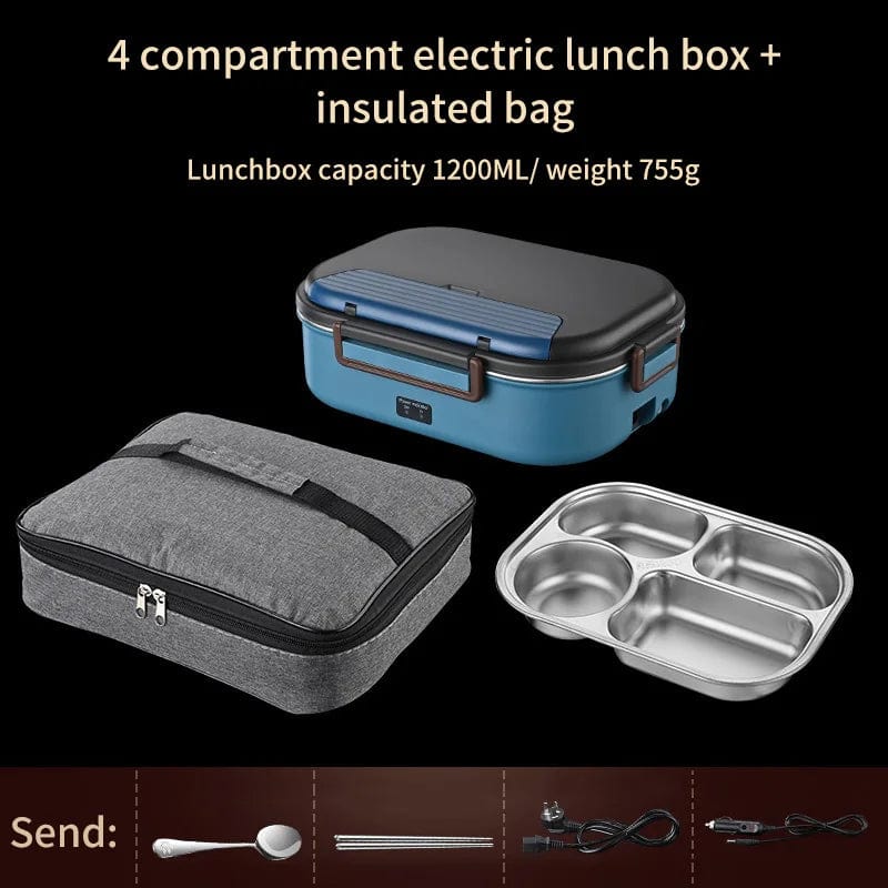  Showlu Fashion Store Blue  insulated bag Electric Heated Lunch Box for On-the-Go Comfort