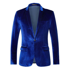 SHOWLU FASHION STORE Blue / L / CN Men Blazer Shiny Purple Velvet Jacket Suit Spring New Slim Fit Club Party Wedding Dress Blazers Outerwear Tuxedo Groom Banquet