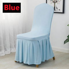  Showlu Fashion Store Blue Pleated Skirt Stretch Spandex Dining Chair Cover Removable Weddings Banquet Chair Protectors Party Hotel Washable Seat Covers