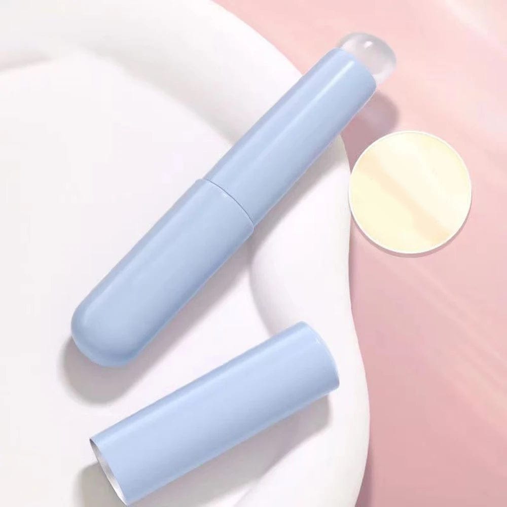  Showlu Fashion Store Blue Q Soft Silicone Lip Brush With Dust Proof Cover Round Head Lipstick Applicator Lip Cosmetic Tool Multi-use Eyeshadow Brush