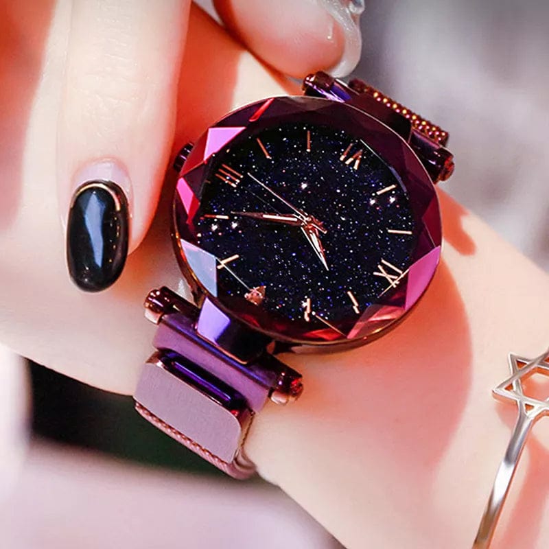  Showlu Fashion Store Blue Reloj Mujer Luxury Starry Sky Women Watches Magnetic Mesh Belt Band Watch Women's Fashion Dress Wristwatch Zegarek Damski