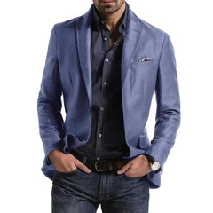 SHOWLU FASHION STORE Blue / S Men Business Blazer Men's Casual Business Suit Jacket Fashion Lapel Long Sleeved Buttons Decor Pocket Suit Jacket Casual Blazers