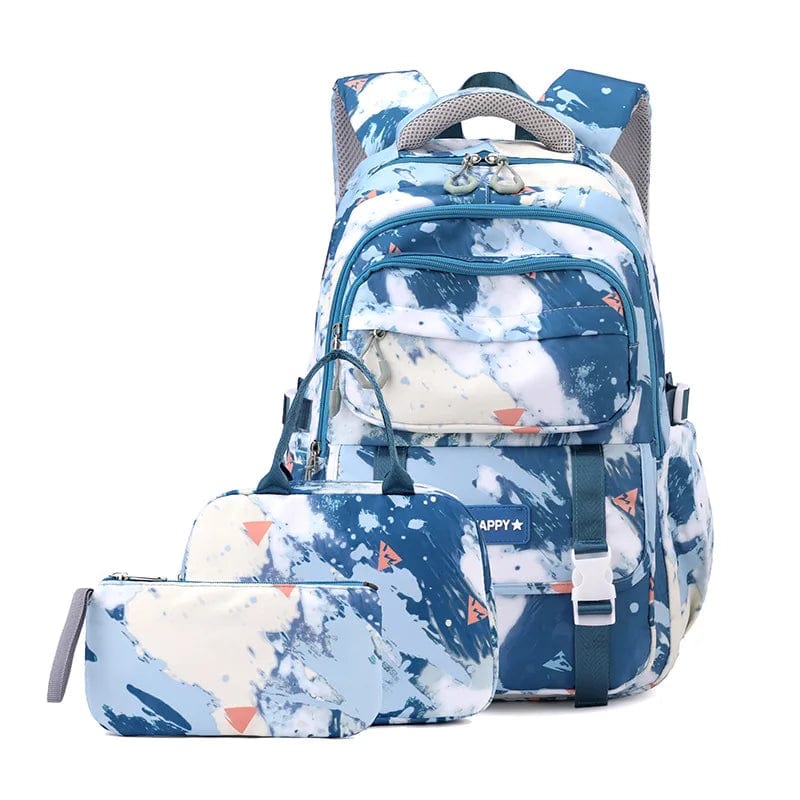 SHOWLU FASHION STORE blue SET 3 PCS Camouflage Design Kids Backpacks for Girls School Bag with Lunch Box purse Cute Bookbag Kids Backpack waterproof schoolbag