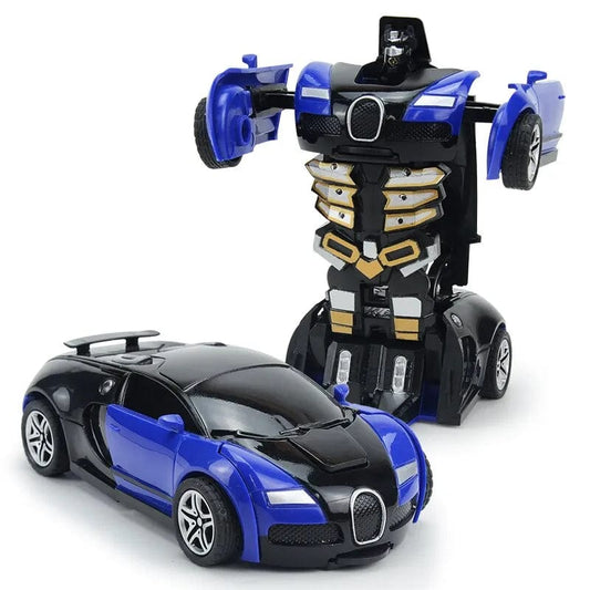  Showlu Fashion Store Blue Transform CarRobot Model Car.Automatic Deformation Push and Go Car Vehicle Toy Race Car.Toys Easter Gifts for Boys